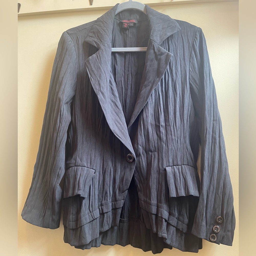 Simon Chang Ruffle Bottom Blazer